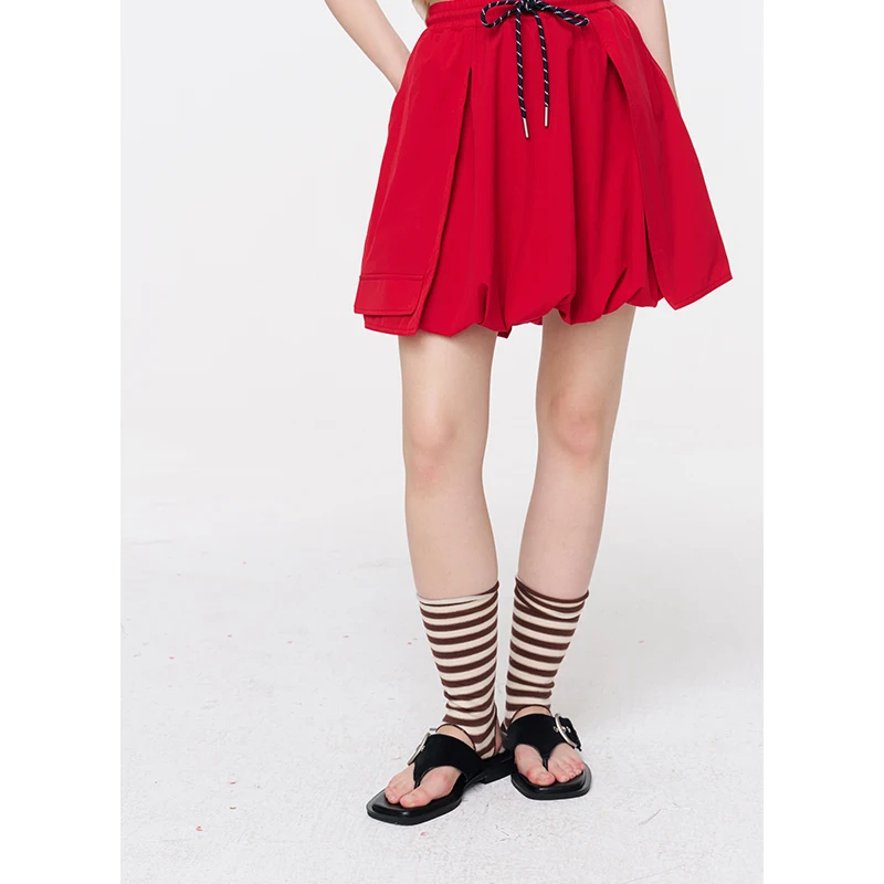 ELFSACK Bloom Hem Cargo Mini Skirt, High Waist Pocket A-Line Skirt, Bright Color Sporty Casual Skirt for Women