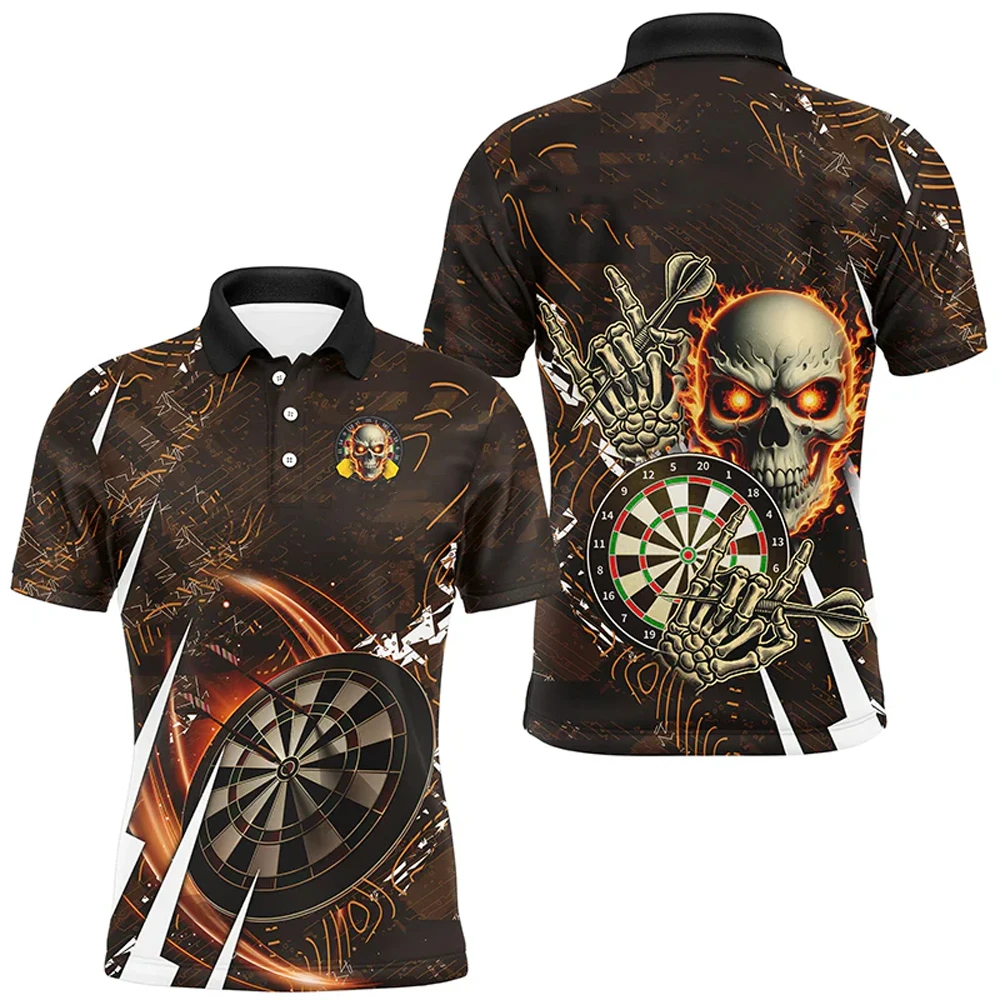 

Personalized 3D Skull Darts Polo Shirts For Men Cool Darts League Team Jerseys Short Sleeve Outdoor Oversized Tee Tops
