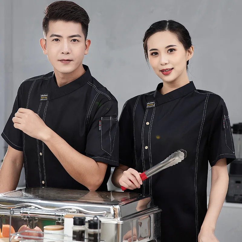 زي الشيف الرجالي بأكمام قصيرة من Grand Hotel، زي مطبخ صيني غربي قابل للتنفس للمطاعم والمخابز