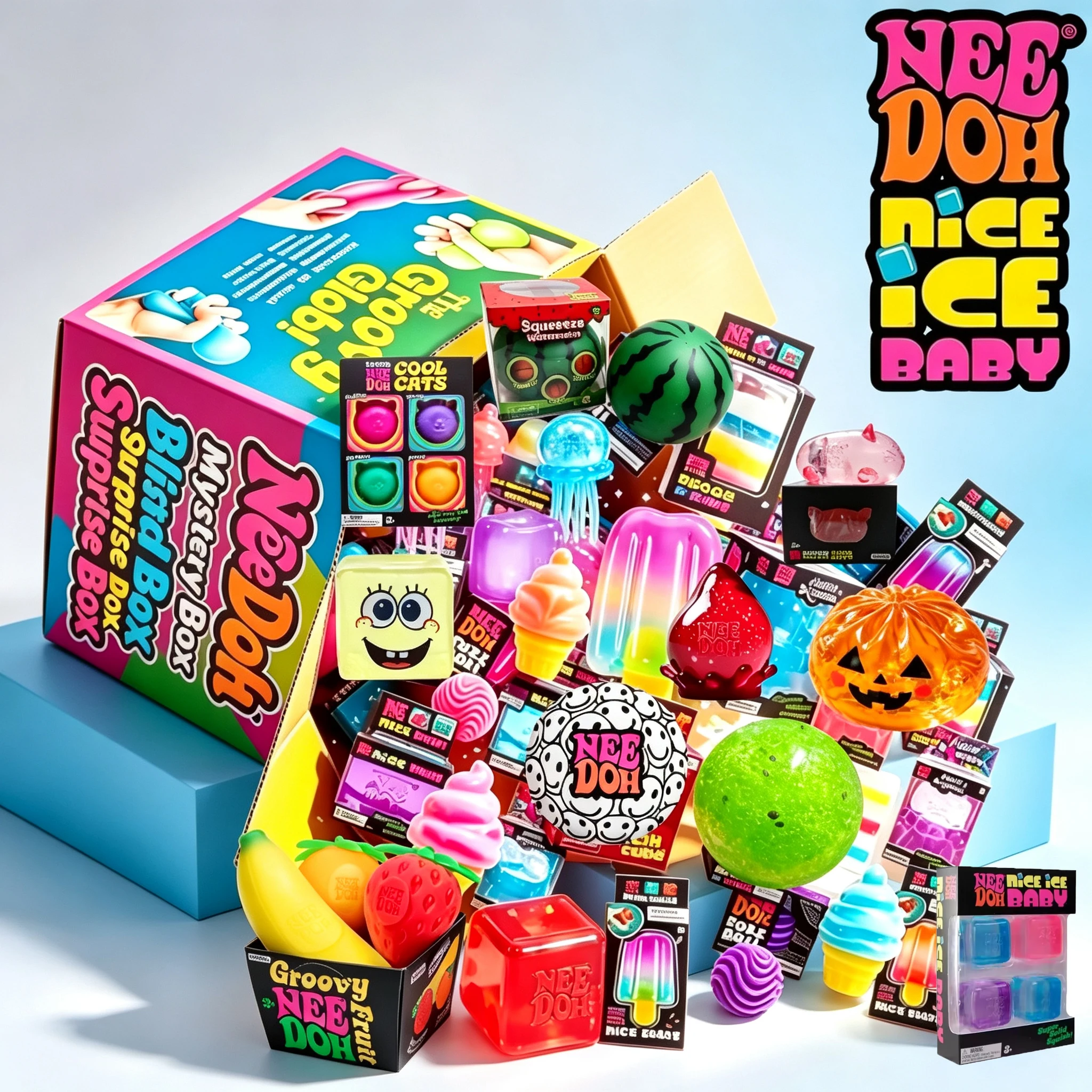 100+ style Novelty Mystery Gift Surprise Blind Box Dr PepperrNeDooh Nice Cube Butter stick Squishy Squeeze Toy for Adults Gifts