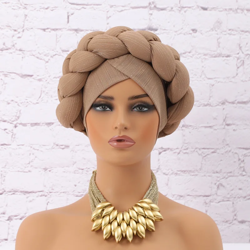 Glitzer Geflecht afrikanischen Headtie Kopf wickelt Frauen Kopftuch Motorhaube nigerian ische Hochzeit Auto Gele Cap Party Kopf bedeckung Kopfschmuck Hut