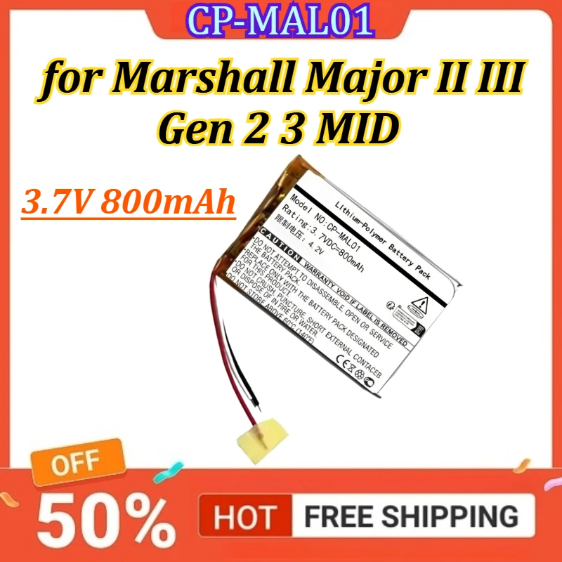 CP-MAL01 3.7V 800mAh Battery for Marshall Major II III Gen 2 3 MID Bluetooth Headset Battery