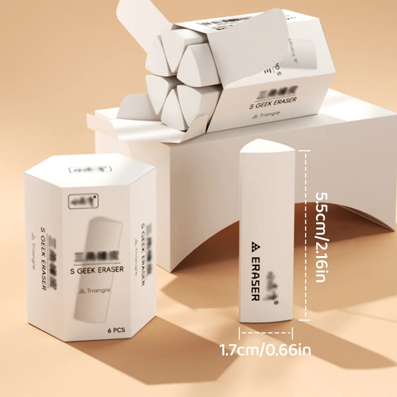 6 Pieces Triangle Eraser, White Soft Pencil Eraser for Writing, Drawing, Sketching, Artistic Use