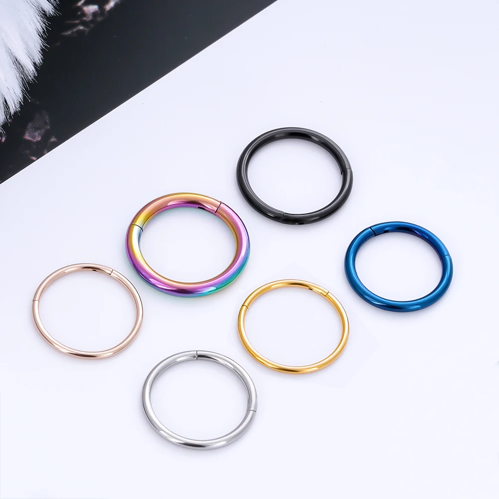 10/50 Stück Großhandel Runde G23 Titan Piercing-Ohrringe Nasenring Hoops Septum Clicker Damen Ohrknorpel Tragus Körperschmuck – Detail 4