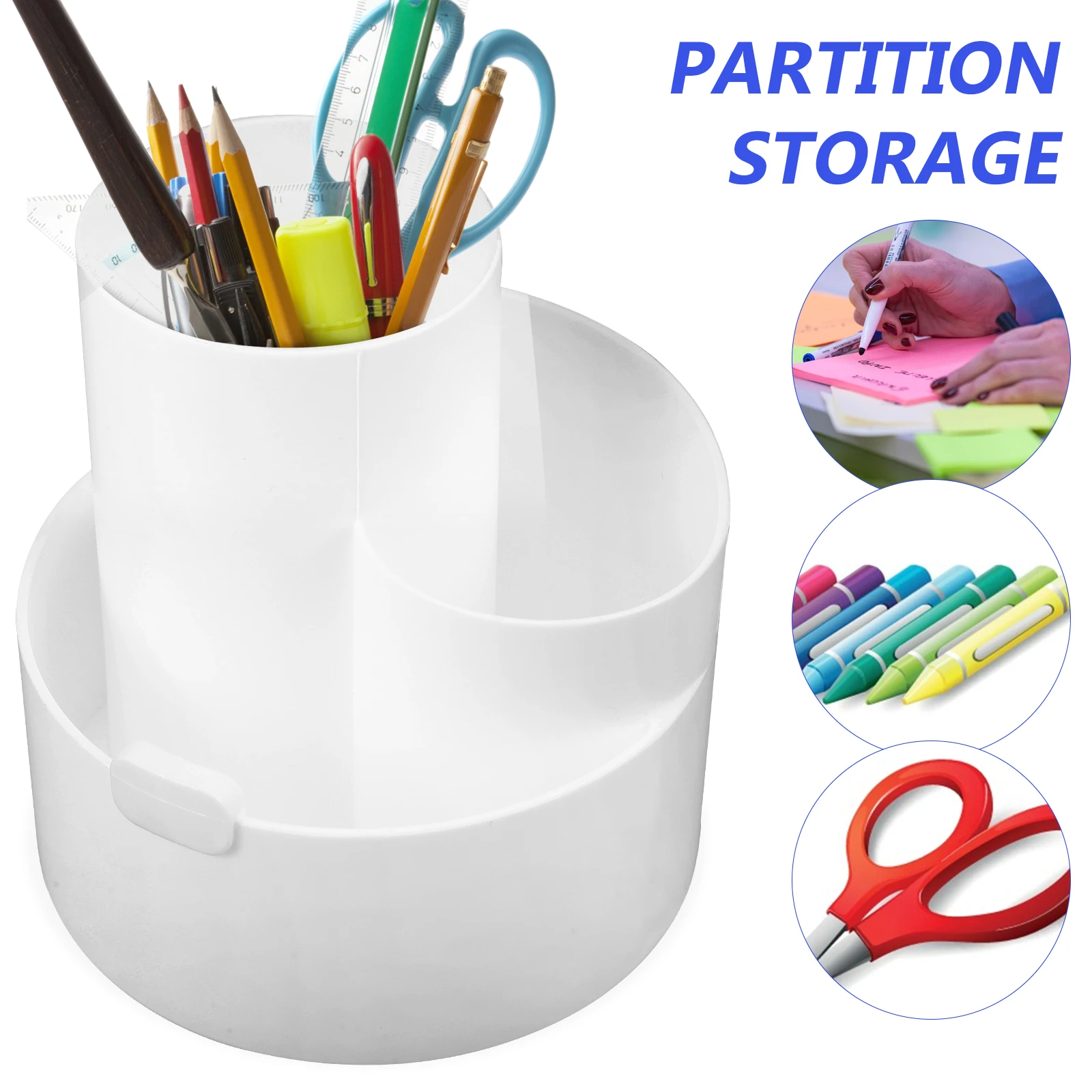 

Rotating Pen Holder 360 Degree White PP Material Large Capacity Desk Organizer Storage Pencil Classroom Accessories
