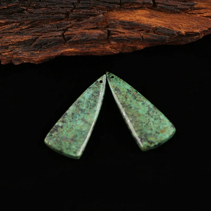1.B&F AAA+ Rated Artisan-Crafted Triangle African Turquoise Pendants Beads, Genuine Natural stones beads, DIY Earring Beads