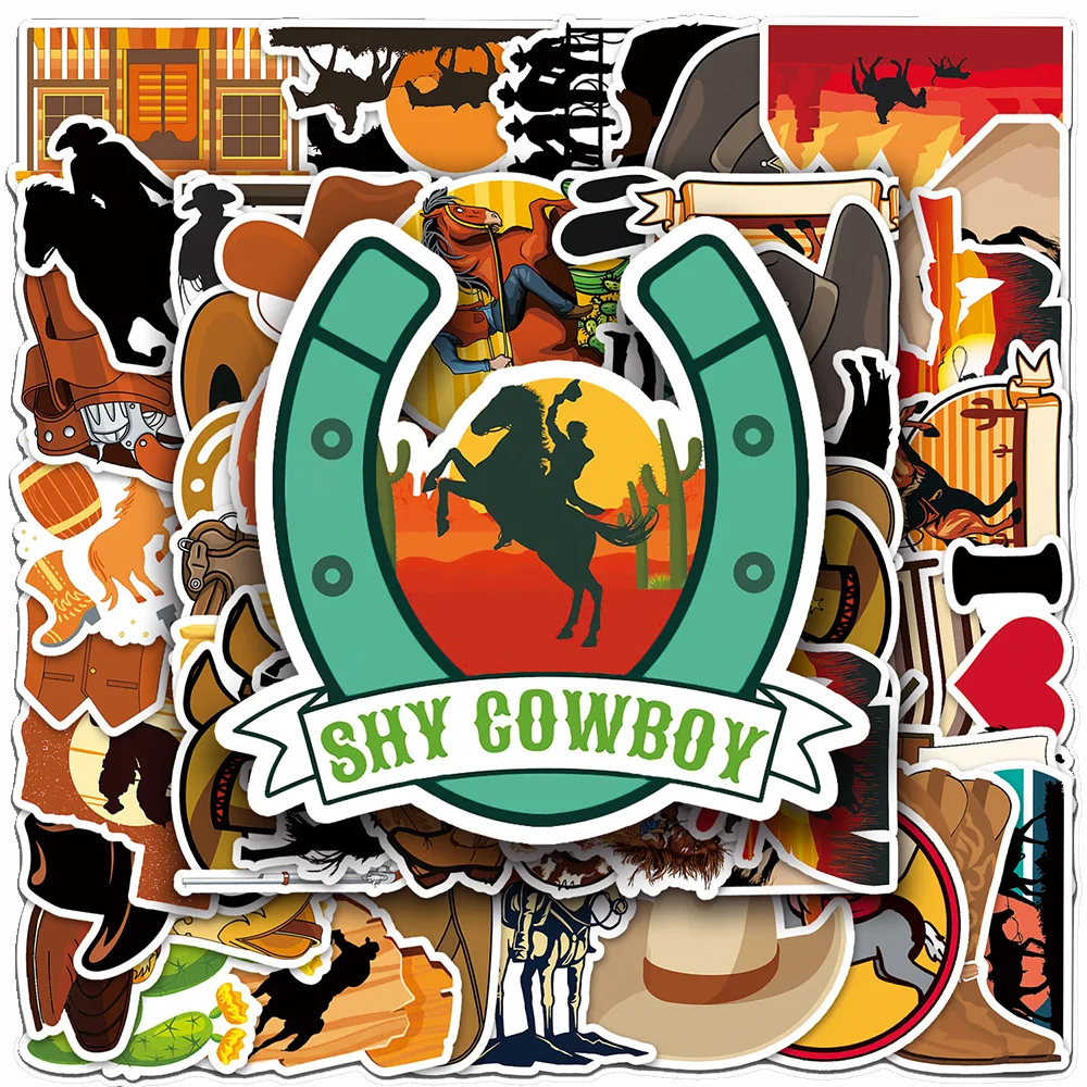 10/30/50pcs Cartoon Vintage Western Cowboy Stickers Cool Graffiti Decals Motorcycle Phone Suitcase Bike Waterproof Sticker Decor view 2