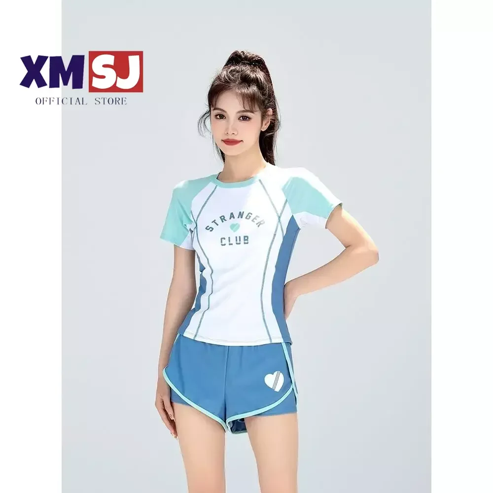 

Swimwear Popular Conservative Slim Split Short Sleeve Flat Corner Pants Fashion Sports Style Hot Spring Swimwear