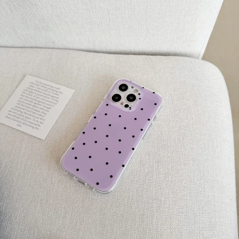 Korean White & Purple Polka Dots Phone Case For iPhone 17 Air 16 ProMax 15 14 Plus 13 12 11 Pro Shockproof Silicone Back Cover view 3