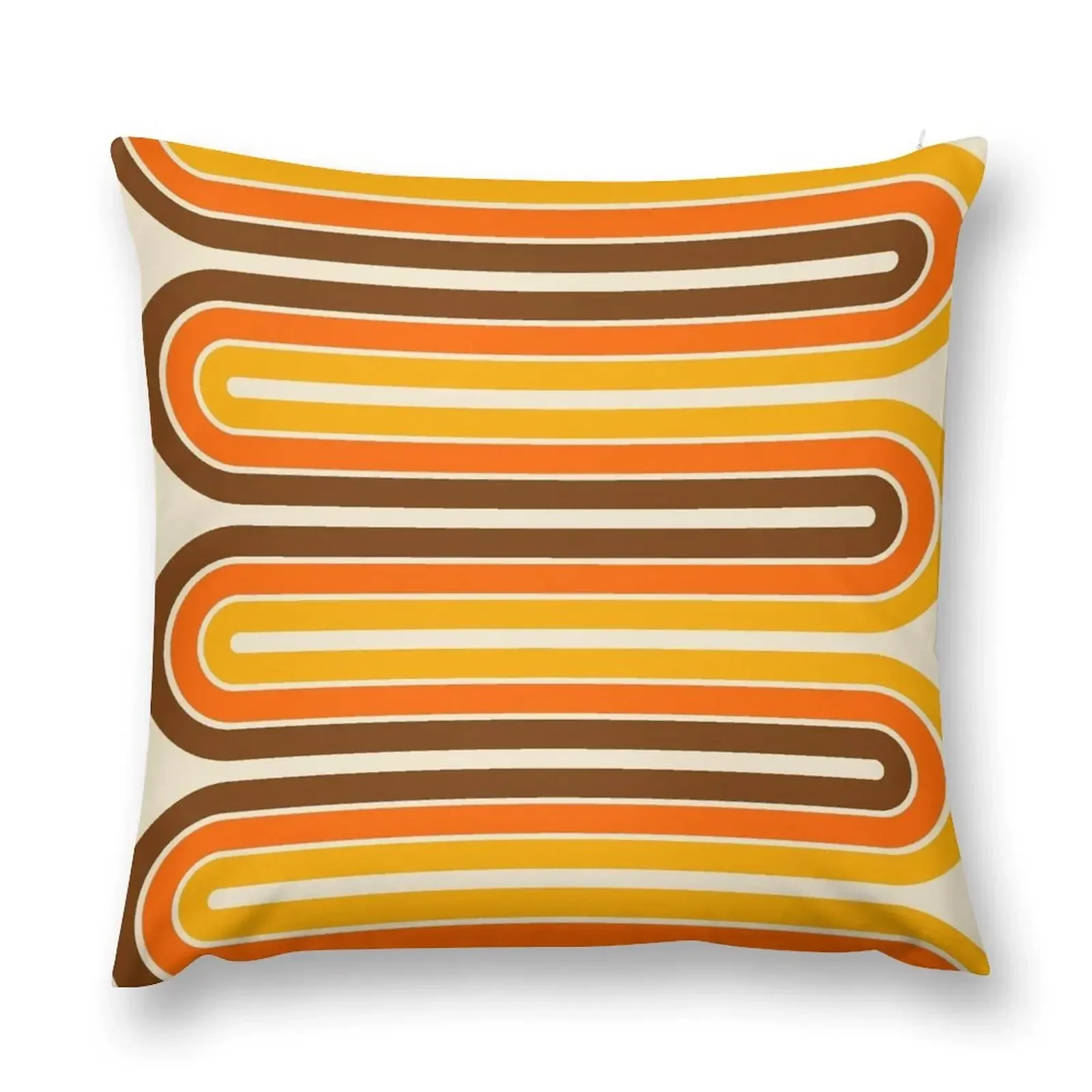 

70s Retro Vintage Style Geometric Pattern Orange Yellow and Brown Throw Pillow Cushion Cover Set pillow