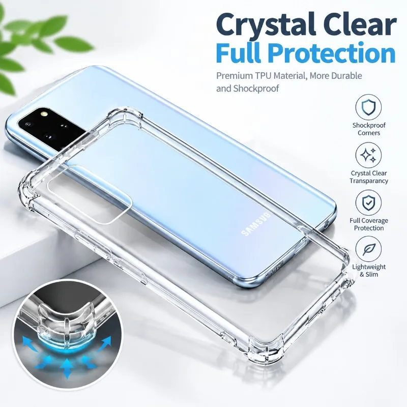 Thin Soft Silicone Airbag Case for Samsung Galaxy S20 Ultra Plus FE 5G Shockproof Transparent Original Covers Accessories Fundas