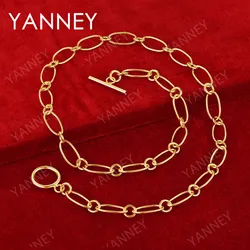 Men's 925 Sterling Silver 18K Gold 18 Inches Fine 18 Inches Chain Necklace For Women Fashion Charm Jewelry Accessories