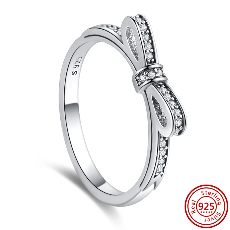 Women's 925 Sterling Silver Simple Stackable Zircon Ring