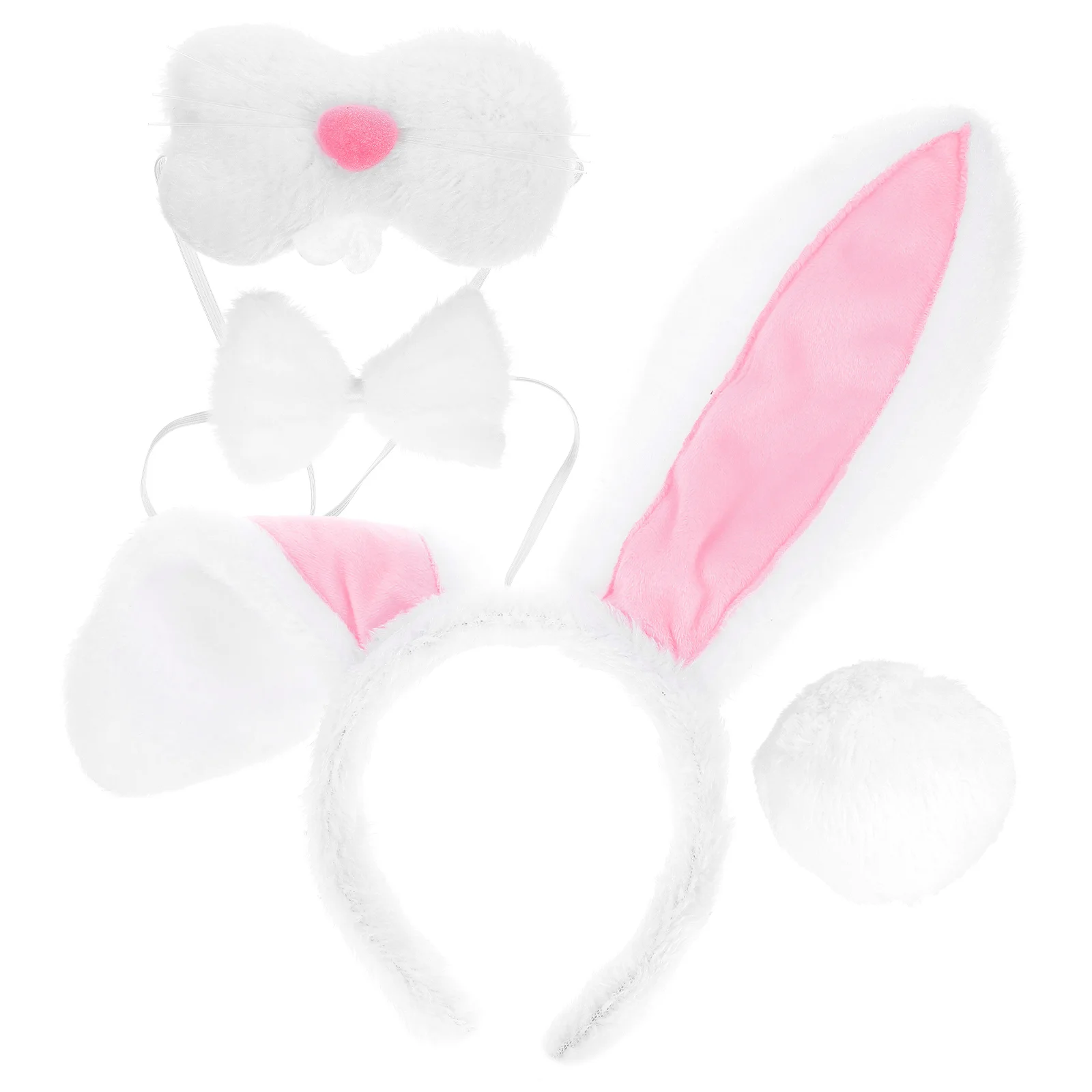 Mask Rabbit Ears Headband Set Easter Costume Accessories Cute Party Headbands for Girls Bunny White Cosplay Headpiece