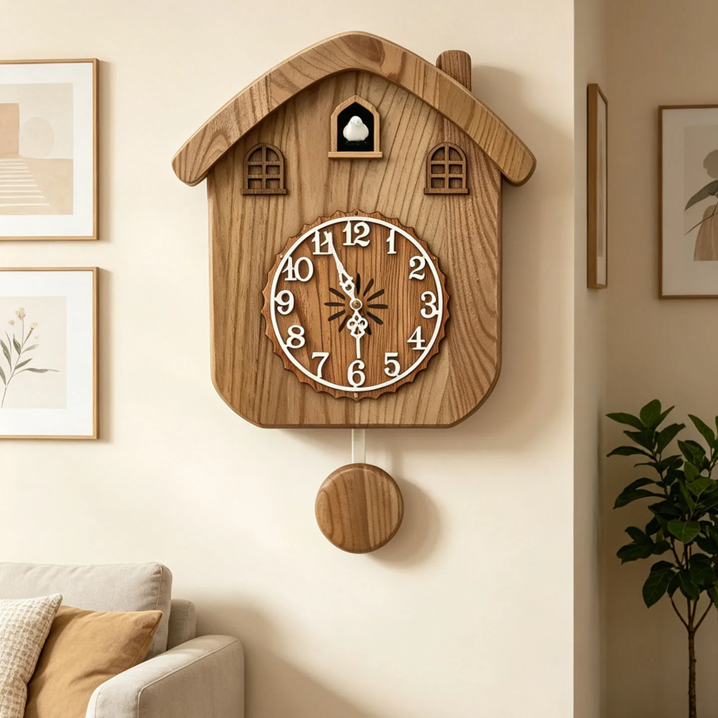 Cuckoo wall clock pastoral ancient style cooing on the hour music clock bedroom living room entrance are applicable