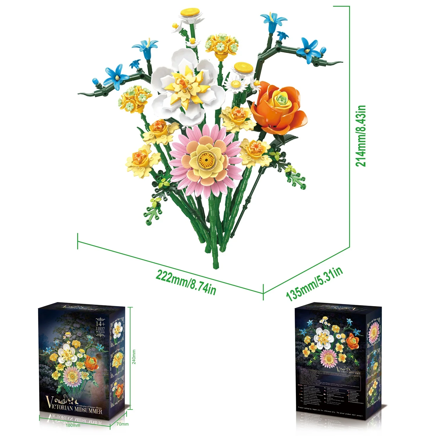 

Набор строительных блоков Victoria Midsummer Series, 620 деталей, модель MOC «Вечный букет», игрушка для самостоятельной сборки, подарок на День матери/День святого Валентина