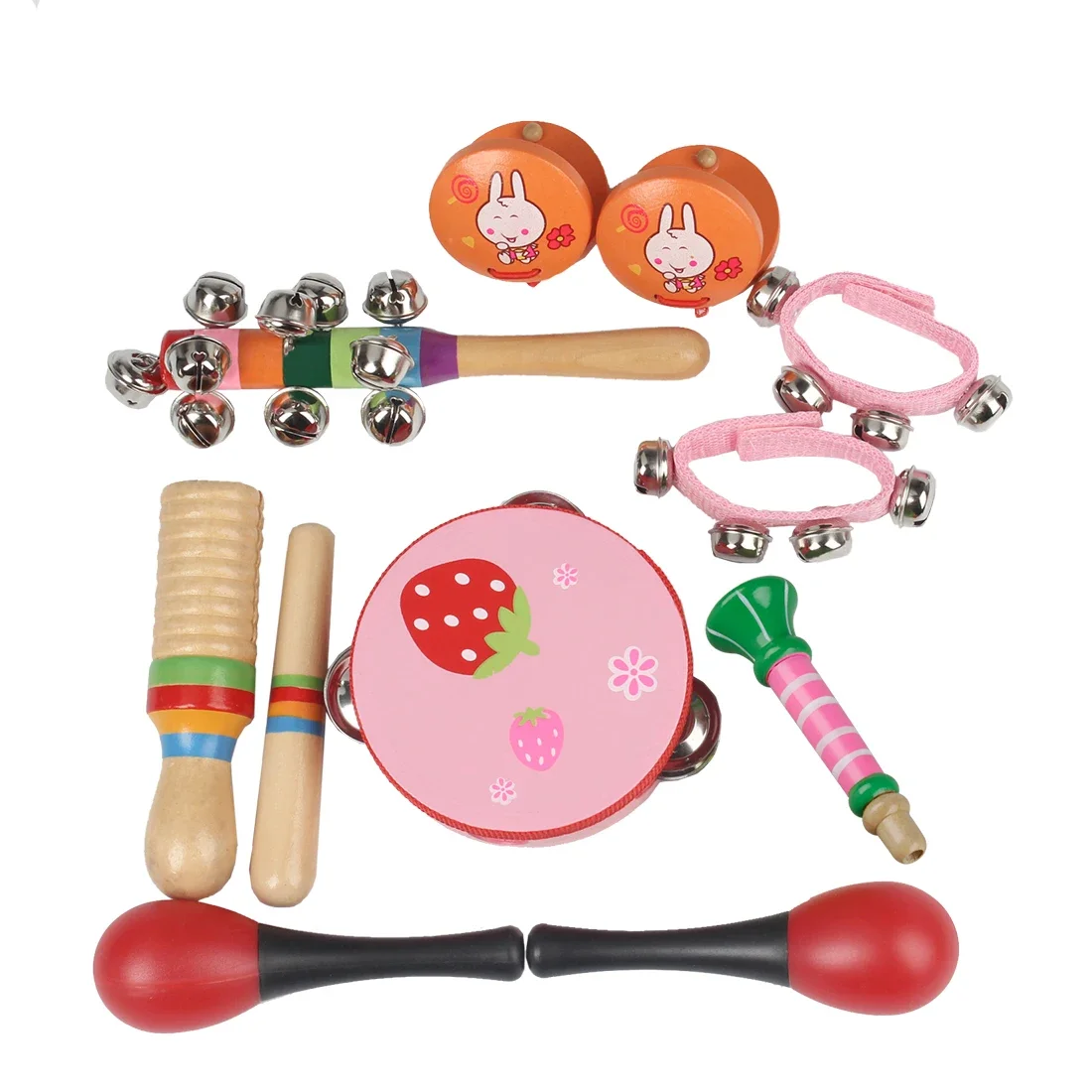 SLADE 10 pezzi Orff Set di strumenti musicali per bambini Musica per bambini Giocattoli per la prima educazione per ragazzi e ragazze Educazione