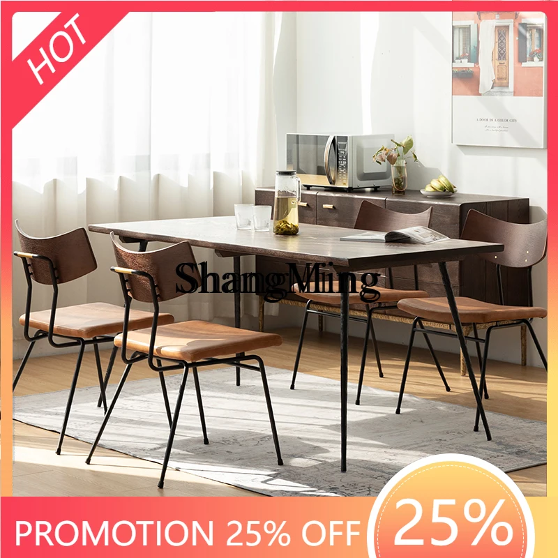 

CL wood dining table household oak dining table small apartment industrial style