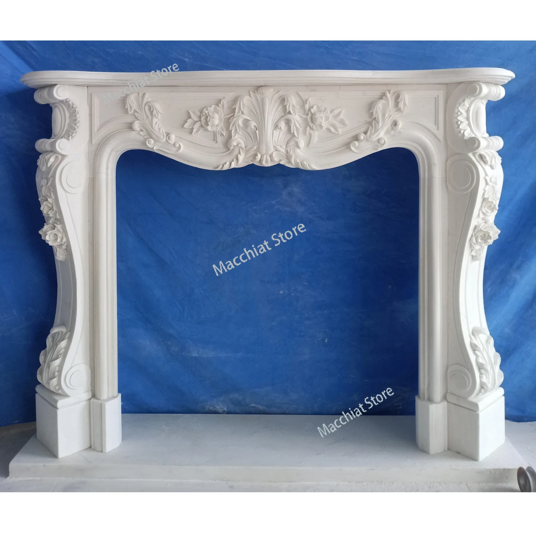 

Carved Natural Stone Fireplace Mantel Surround Custom Made Classic French Style Stove Marble Living Room Furniture Chimney