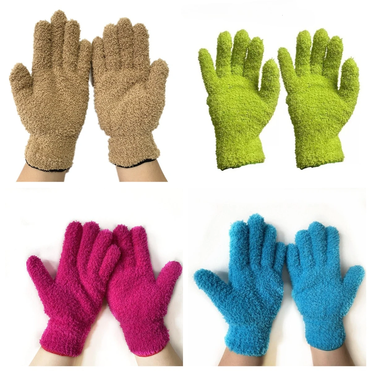 1pair Ultra-Fine Fiber Coral Fleece Car Cleaning Double-Sided Gloves Dust Removal Warm Unisex Wheel Hub Comfortable Absorb Water