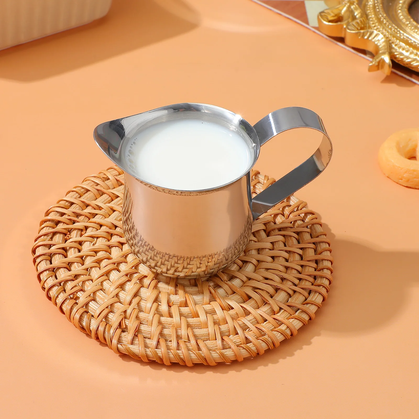 

4pcs Stainless Steel Milk Pitcher Small Creamer For Coffee Espresso Sauce Snack Dispenser Metal Measuring Cup Frothing Tool