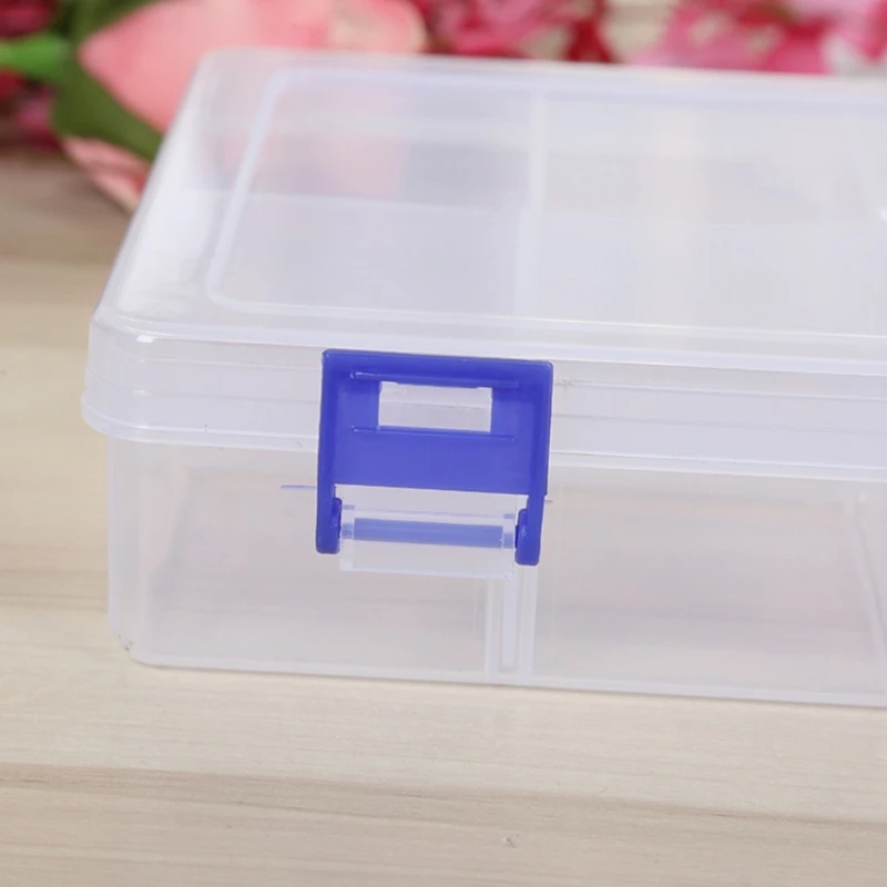 E15D Portable Tool Box 8 Grids Storage Box Screws Hardware