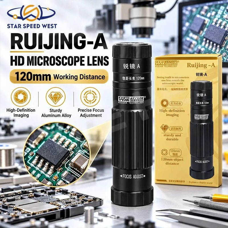 KEGUAN Ruijing-A Industrial Camera Lens 120mm Focus Distance Precision Inspection Tool for Circuit Board Repair Observation