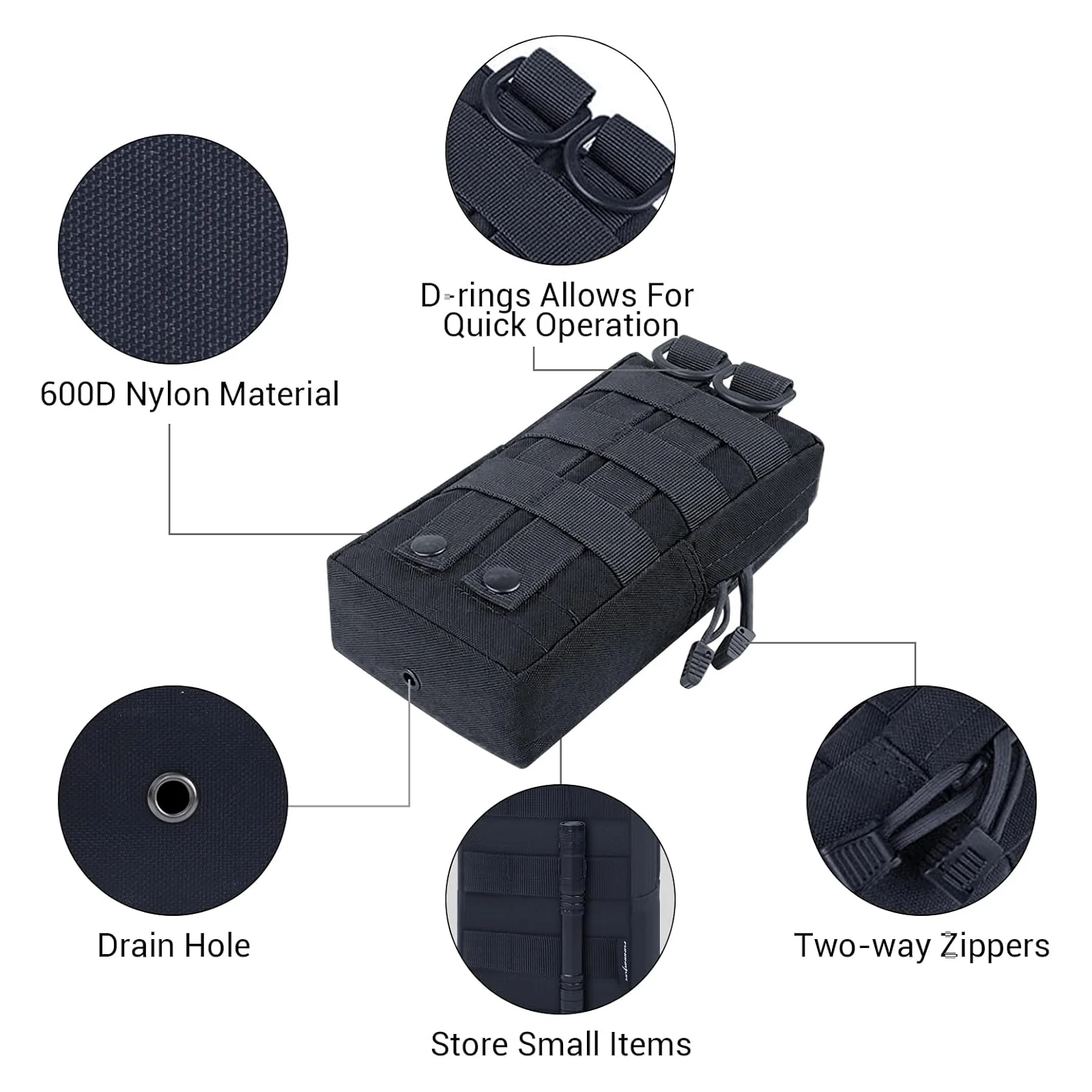 2 Pack Tactical Molle Pouches, Molle Utility Pouch, Small Tactical Bag, Belt Pouch, Compact Water-Resistant EDC Pouch with 2 Car