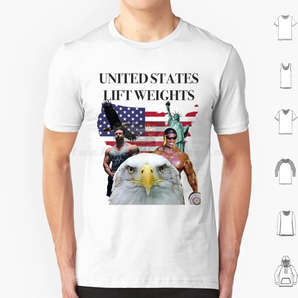 

United States Lift Weights T Shirt 6xl Cotton Cool Tee United States Lift Weights Usa America Rahhh Bald Eagle Ronnie Noel