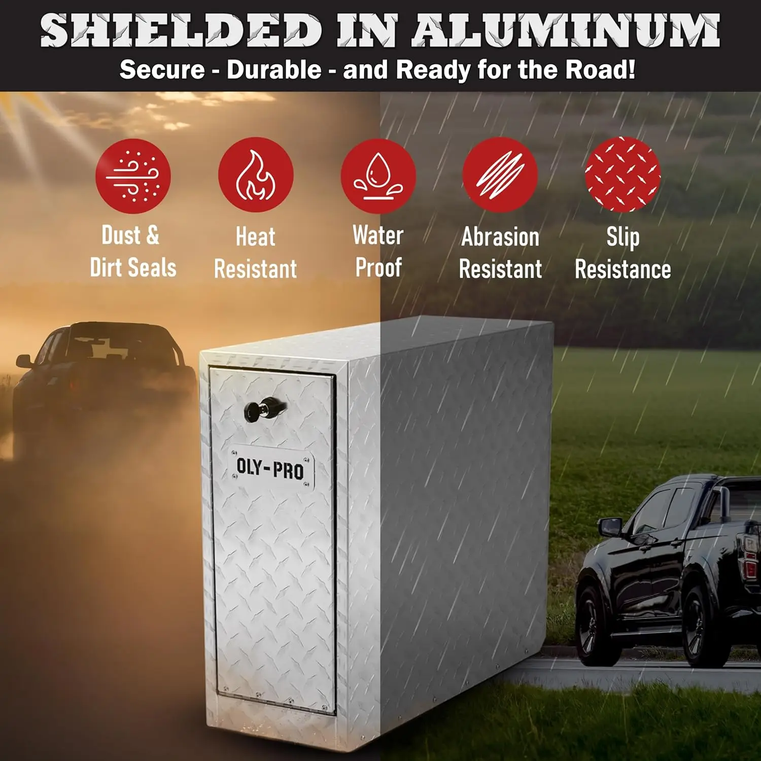 صندوق أدوات سرير الشاحنة مع شرائح 5 أدراج |   أداة تخزين الصدر للأدوات المصنوعة من الألومنيوم شديدة التحمل قابلة للقفل للبيك اب وموقع العمل والشاحنات الجانبية |   8-