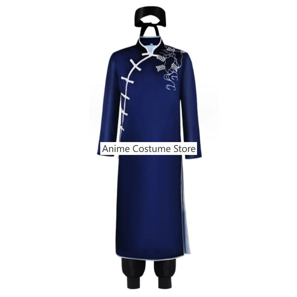 Anime Jujutsu Kaisen Satoru Gojo Cosplay Costume Wig Chinese Style Tangzhuang Cheongsam Adult Man Kung Fu Uniform Suit