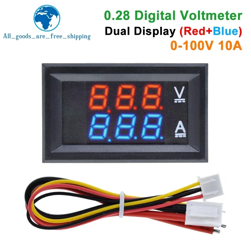 1/2/5PCS DC 0-100V 10A LED DC dual display digital voltage and current meter with fine adjustment red and blue 10A
