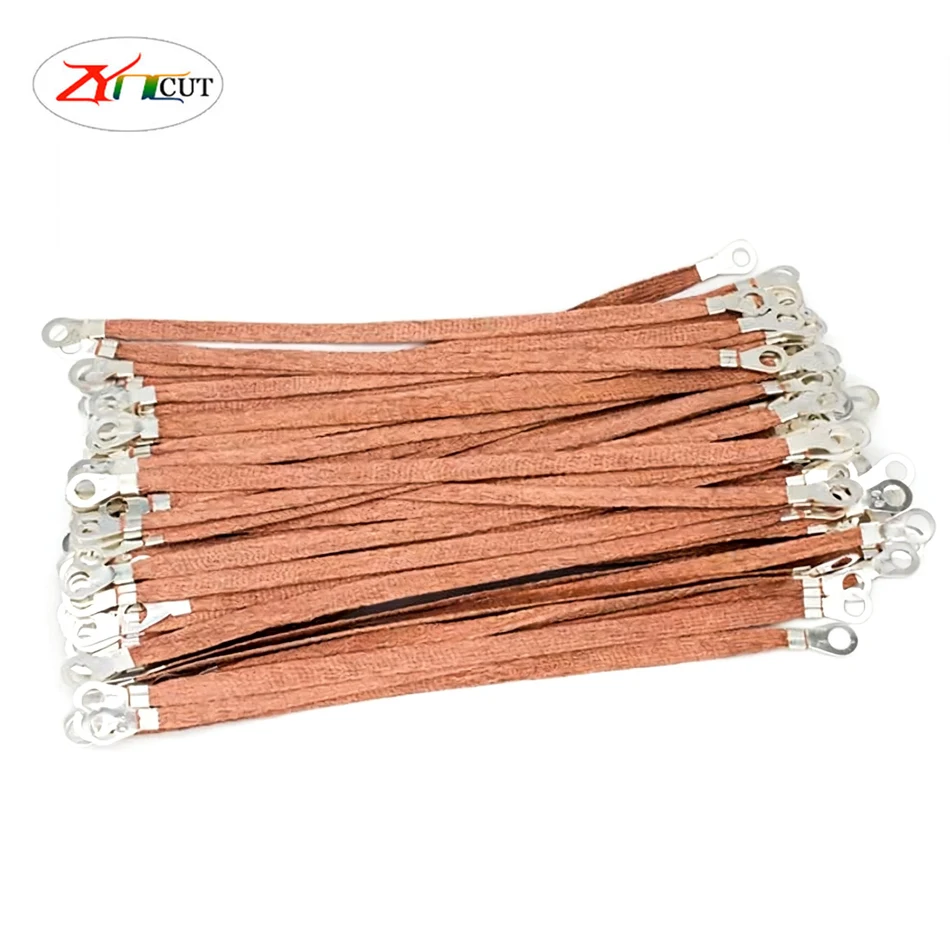 Flange grounding wire 4m2 red copper flange electrostatic jumper wire explosion-proof copper braided tape flange connecting wire