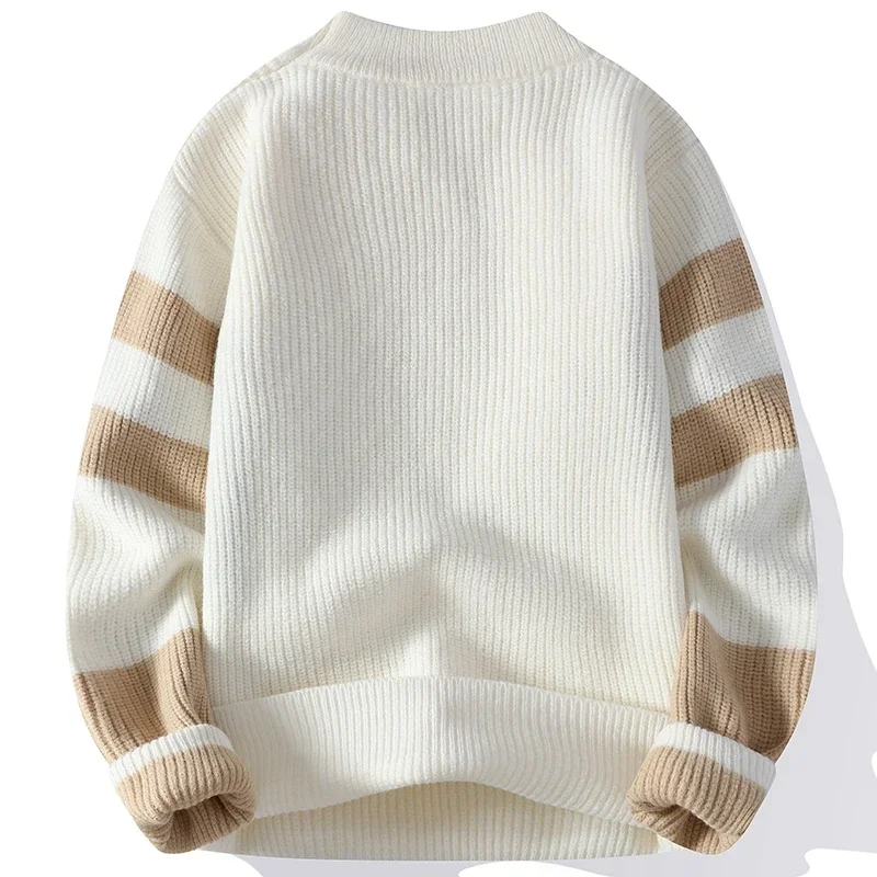 Block Farbe Pullover Männer Passenden Pullover Winter Gestrickte Pullover Männer Hochwertige Pullover Lose Warme Dicke Streetwear Pullover