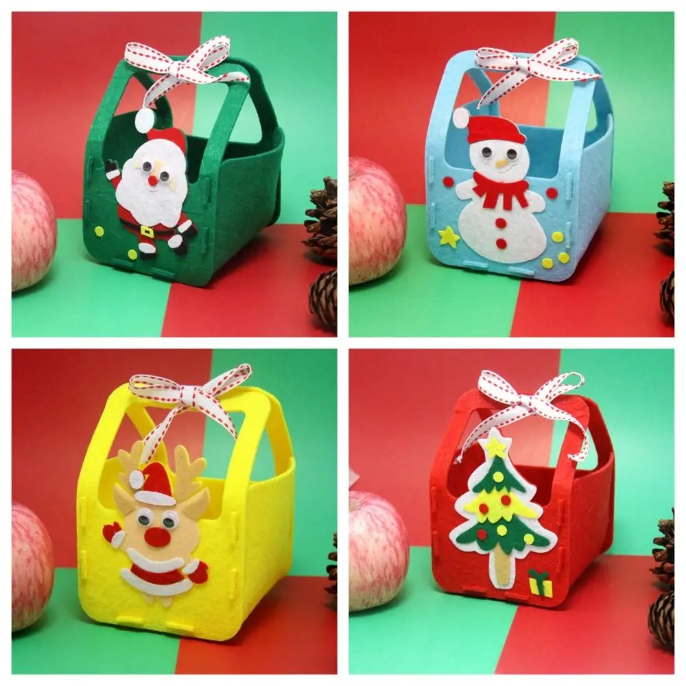 ผ้าไม่ทอ DIY Xmas Candy กระเป๋า House Decoracion ต้นคริสต์มาส DIY กระเป๋าคริสต์มาสของเล่น Snowman Kriss Kringle