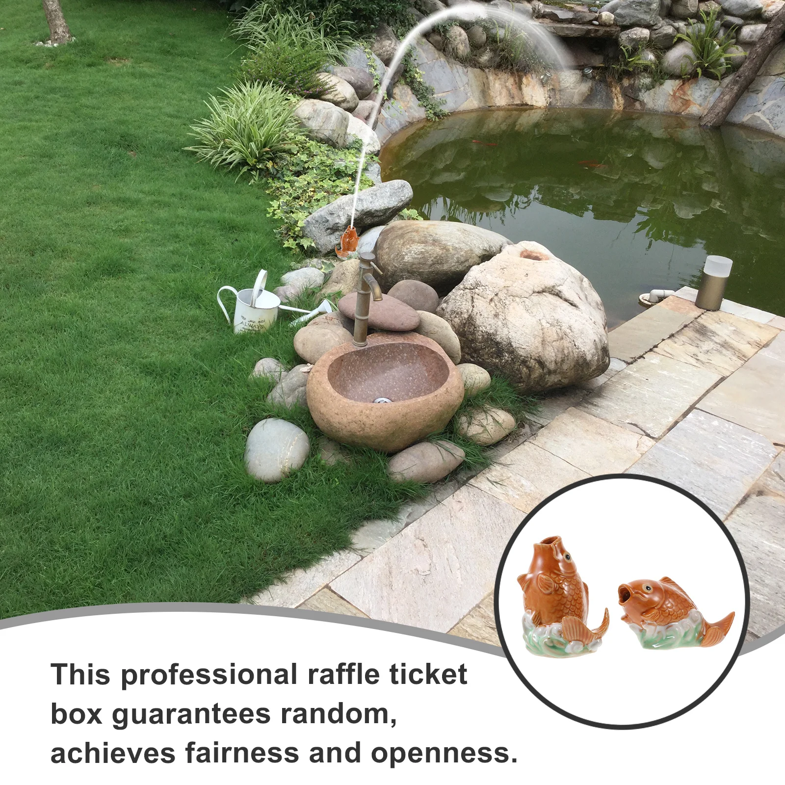 

2Pcs Ceramic Carp Statue Garden Fountain Spitter Outdoor Pond Decor Fountain Sprinkler Replacement Garden Yard Ornament for Lawn