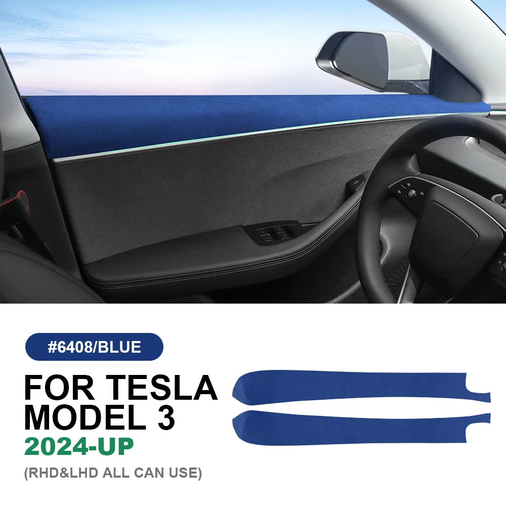 for Tesla Model 3 Highland 2024 Front Rear Door Protective Trim Stickers Italian Premium Suede Anti-Scratch Car Accessories