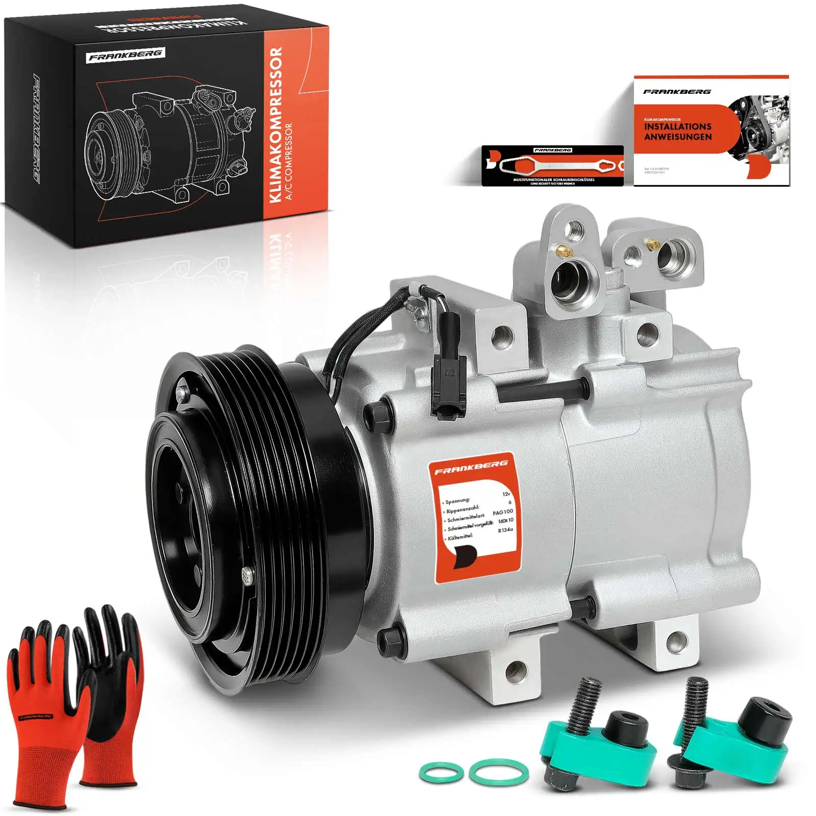 Frankberg 1x klimaatcompressor voor Hyundai Tucson JM KIA Sportage JE KM 2005-2010 97701-2E100