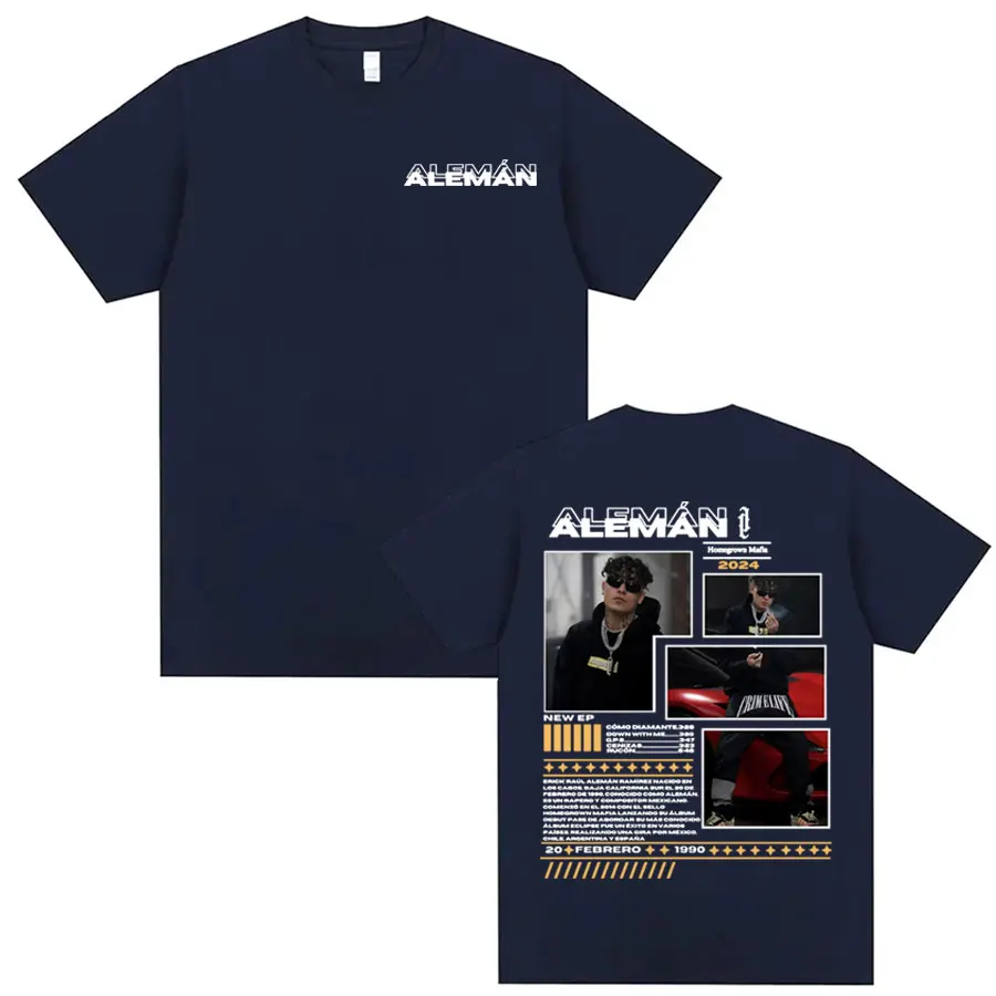 Rapper Aleman Homegrown Mafia Tour 2024 Album T Shirts Men Women's Harajuku Hip Hop Street Oversized Cotton Short Sleeve T-shirt