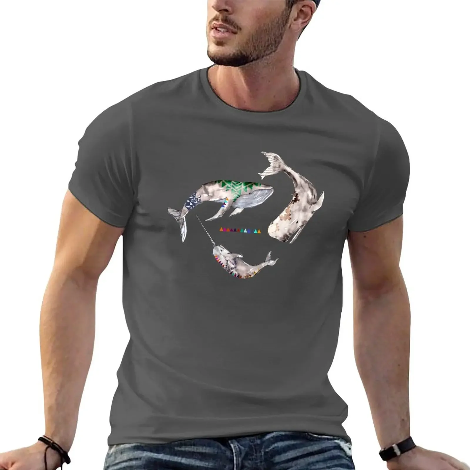 

Новая футболка Whale Tribe, футболка с рисунком, футболка на заказ, футболка большого размера с рисунком, дизайнерские рубашки, мужские высокие футболки