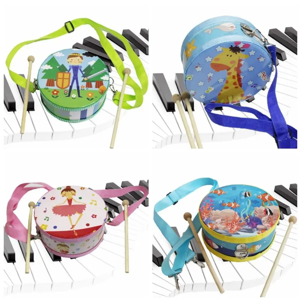 

Wooden Children's Drum Toy Animal Pattern Double Sided Musical Instrument Toy Educational Cartoon Kids Hand Drum Children's Gift