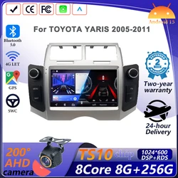 Android 15 For TOYOTA YARIS 2005-2011 Wireless Android Auto Carplay Car Multimedia Player 5G Wifi DSP Navigation Touch Display