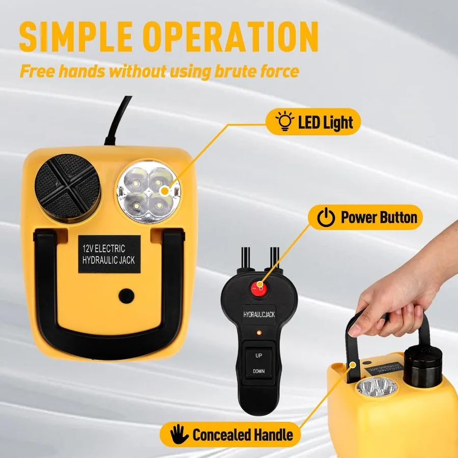 رافعة سيارة كهربائية 5 طن 12 فولت رافعة هيدروليكية مع ضوء LED لشاحنة سيارات الدفع الرباعي سيدان نطاق الرفع 6.117.7 بوصة مثالية لسهولة Ti #2