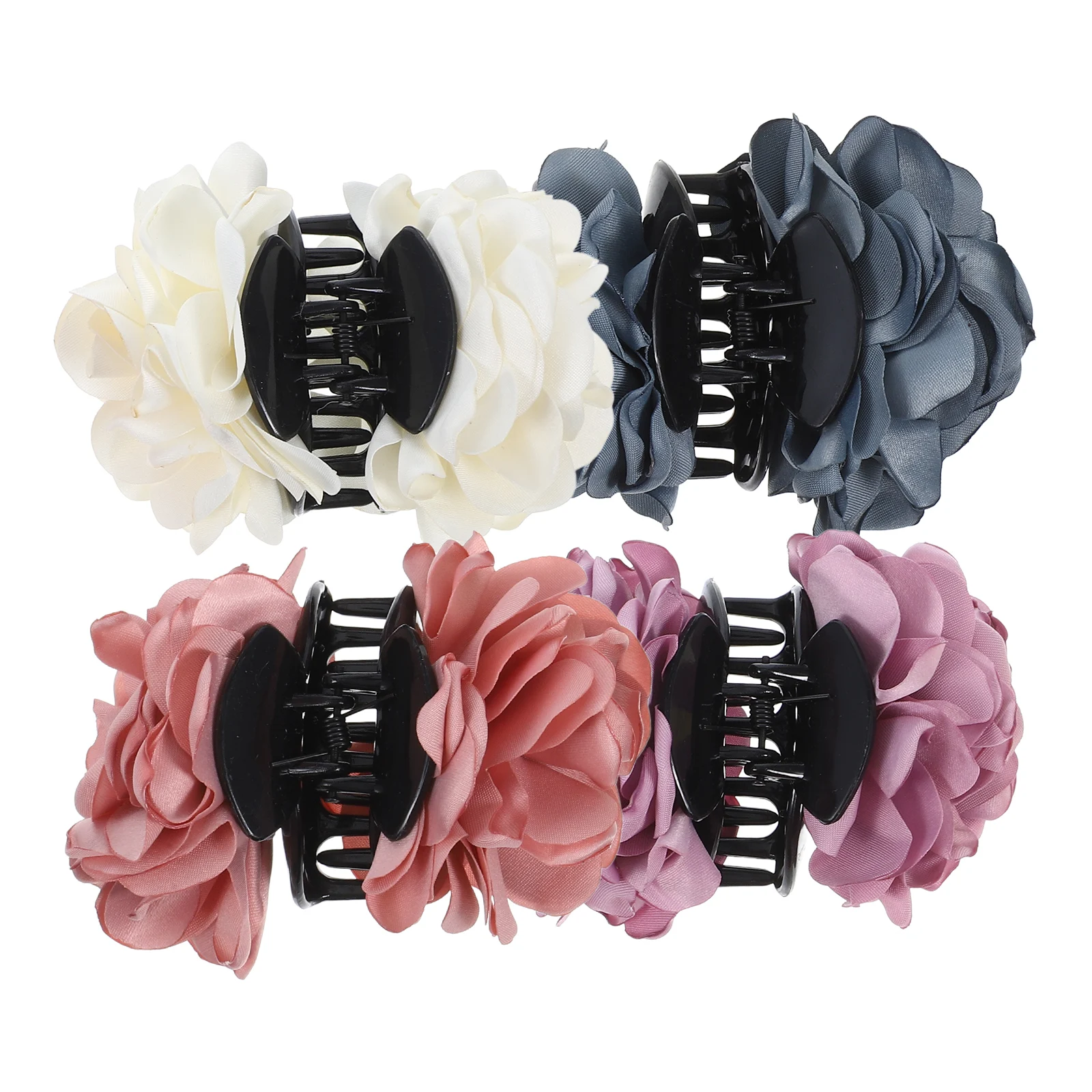 

4 pcs Fabric Hair Clips Assorted Colors Sturdy Flower Decorations Large Women Hairpins Barrettes Claw Clips Wedding Party