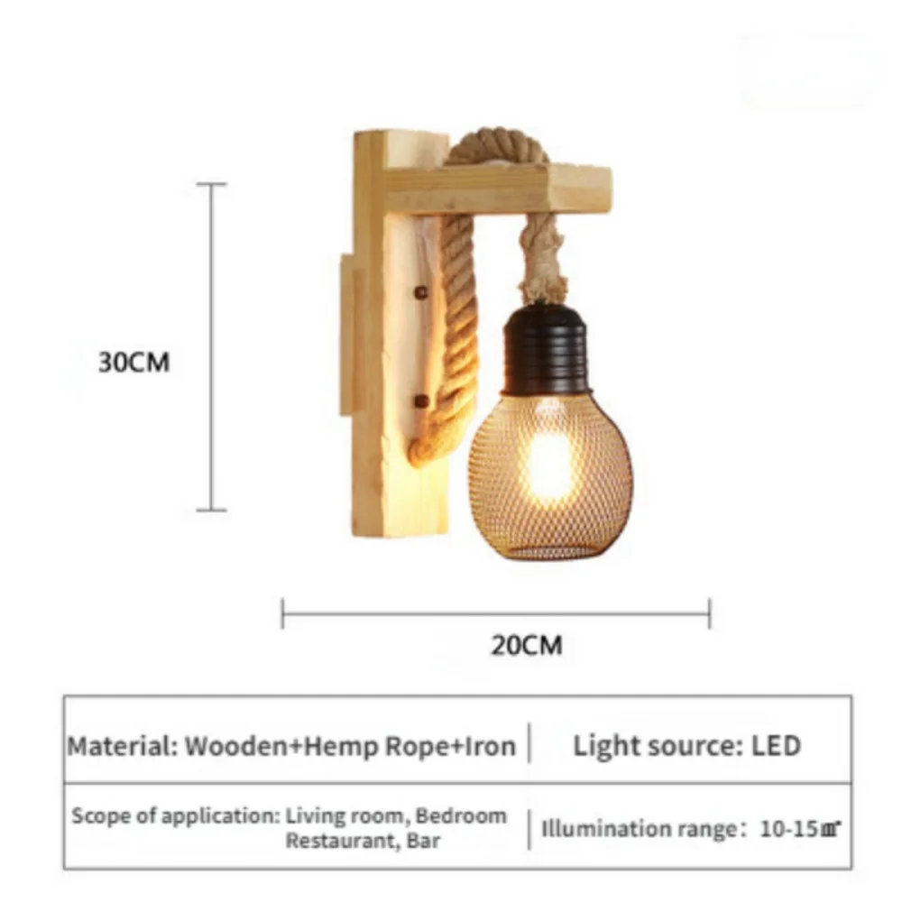 โคมไฟเชิงเทียนแนววินเทจแบบโคมไฟไม้ติดผนัง E27โคมไฟวินเทจข้างเตียงตกแต่งอุตสาหกรรมห้องรับประทานอาหารห้องนอน