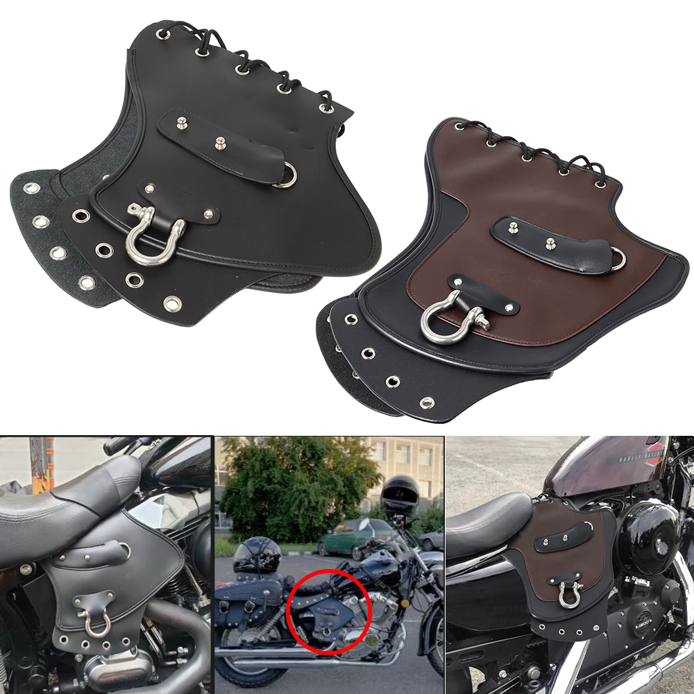 Motorcycle Universal Heat Saddle Shield Deflectors PU Leather Black For Harley Touring Softail Sportster Kawasaki Yamaha Honda