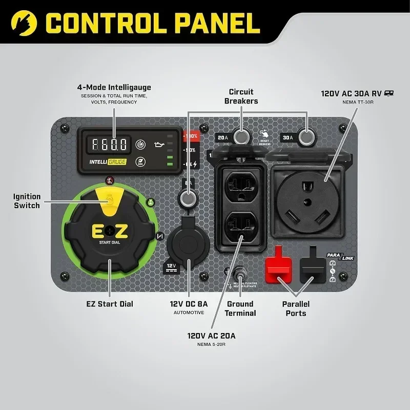 Dual Fuel RV Ready Portable Inverter Generator, Electric Start Champion Power Equipment 200988 4500-Watt