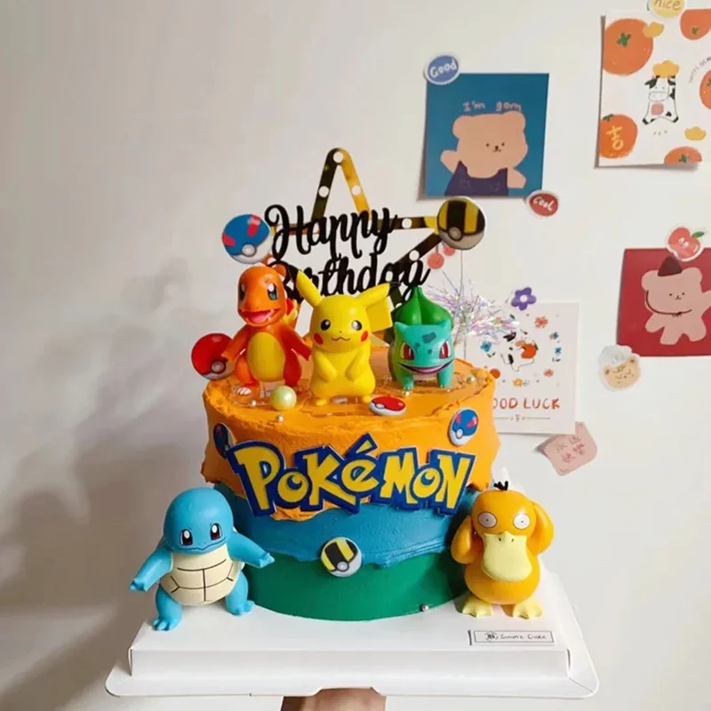 13Pcs/set Pokemon Cake Topper Anime Figure Pikachu Party Happy Birthday Pokemon Cake Decoration Supplies Ornaments Boy Kids Gift