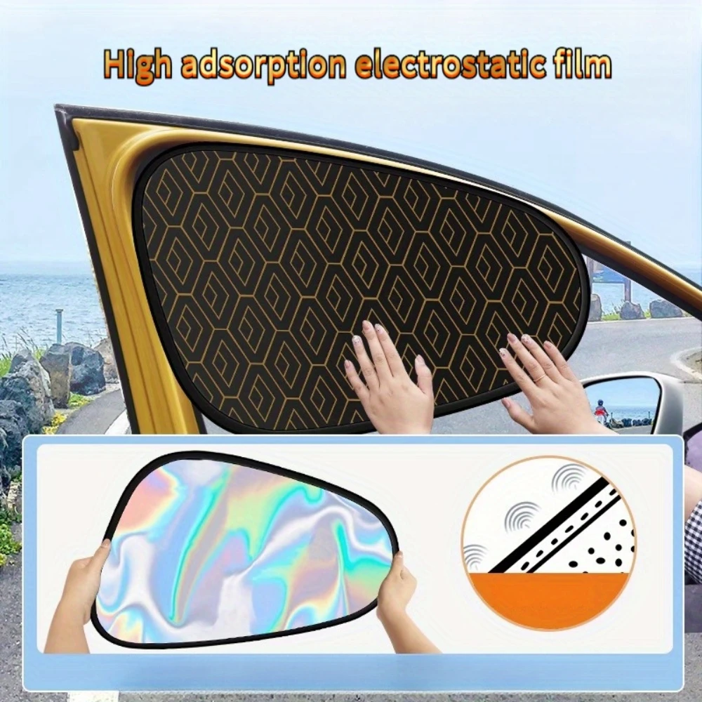 Electrostatic Car Sun Visor Side Window Sun Shade Curtains Foldable 5-Layer Sun Protection Cover UV-Reflective Sunshade