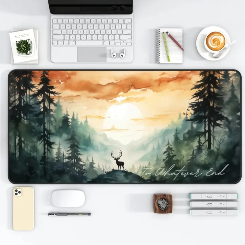 Dream Elk Mouse Pad Night City of Stars Sunset Scenery Desktop Decoration Mouse Pad Office Room Anti-slip Wear Desk Mat